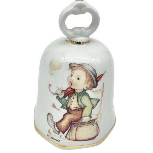 M.J. Hummel The Merry Wanderer Bell Vintage Gold Accents - Picture 1 of 6